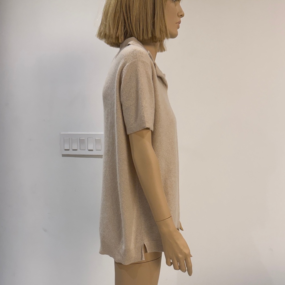 Loewe Beige Polo Knit Top - cashmere Collared Shirt sz xS fits Xs-M - Picture 7 of 10
